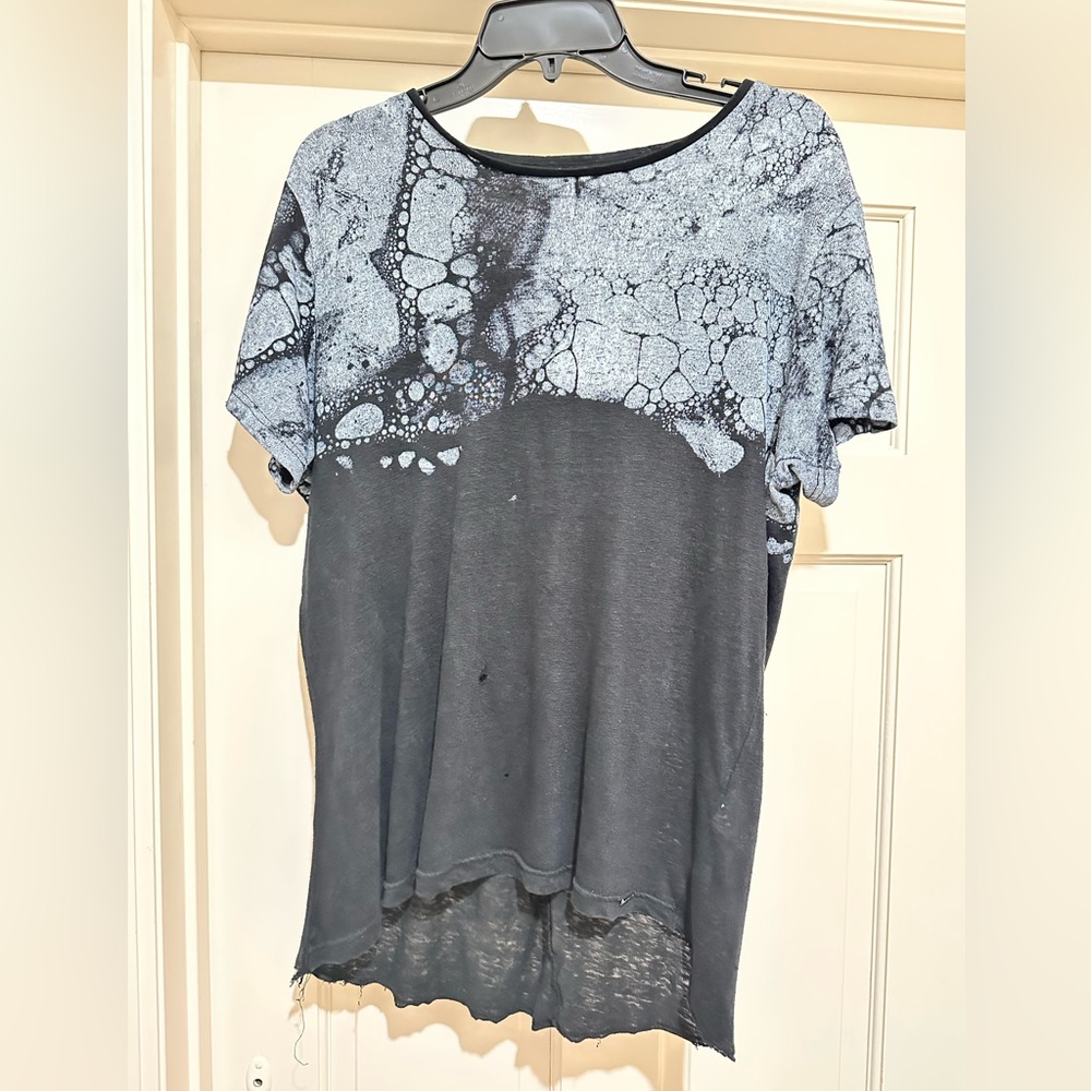 Diesel Black and Gray Asymmetrical Short Sleeve T-Shirt - Porous Style